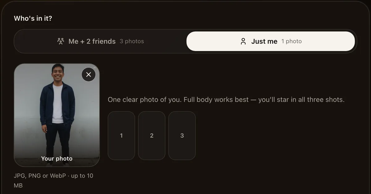 One photo added in Just me mode